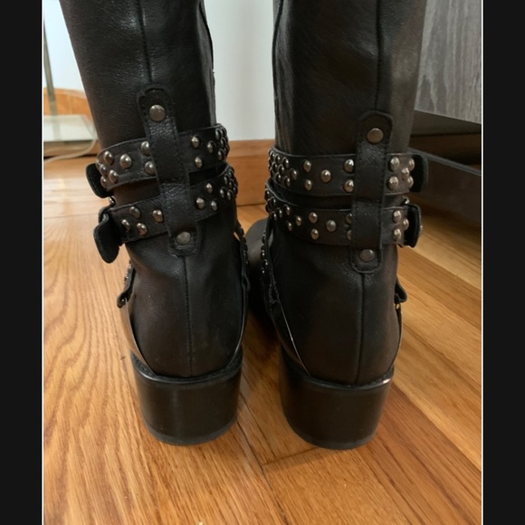 Black Knee High Studded Boots by Stuart Weitzman - Picture 3 of 10
